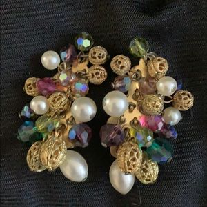 Cool vintage metal and plastic clip on earrings